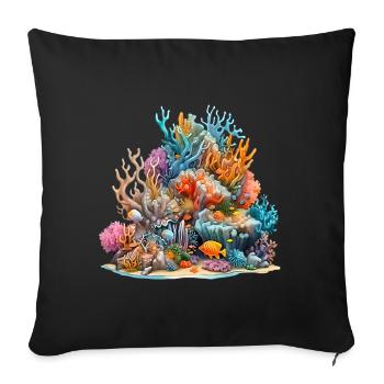 La Grande Barrière de Corail, une merveille de la nature - Housse de coussin décorative 45 x 45 cm - noir - Devant