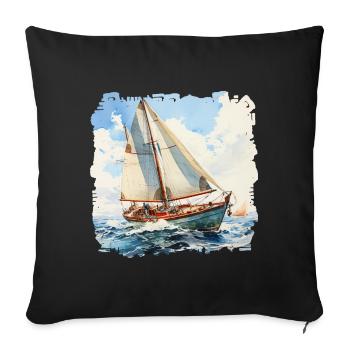 A sailing yacht is a pleasure boat - Sofa pillowcase 17,3'' x 17,3'' (45 x 45 cm) - black - Front