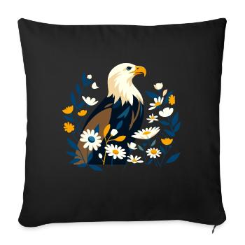 Aigle avec des fleurs - Housse de coussin décorative 45 x 45 cm - noir - Devant