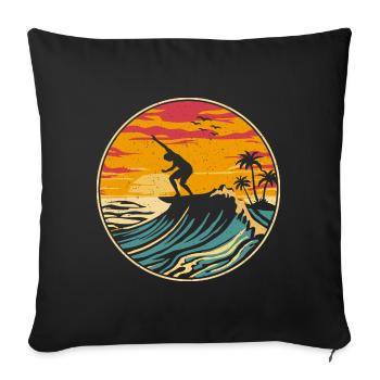 Beach Surfing Surfboard Vintage Surfer Beach Surf - Housse de coussin décorative 45 x 45 cm - noir - Devant