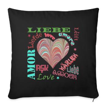 Amour Multilingue E 106 - Housse de coussin décorative 45 x 45 cm - noir - Devant