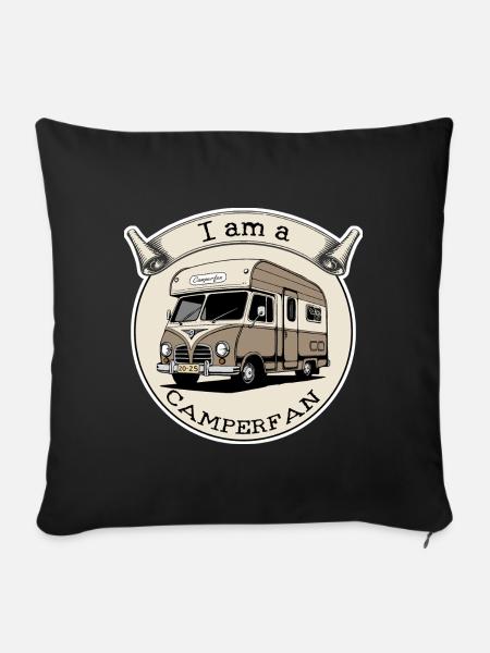 Camper-Fan - Sofakissenbezug 45 x 45 cm - Schwarz