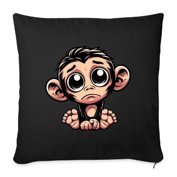 Cute sad monkey emotive chimpanzee slaughtered - Sofa pillowcase 17,3'' x 17,3'' (45 x 45 cm) - black - Front