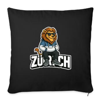 Zürich Löwe - Sofakissenbezug 45 x 45 cm - Schwarz - Vorne