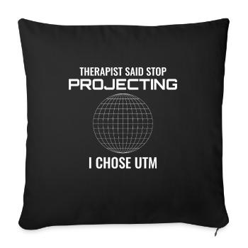 UTM Projection GIS Geodesy Surveying Map - Sofa pillowcase 17,3'' x 17,3'' (45 x 45 cm) - black - Front
