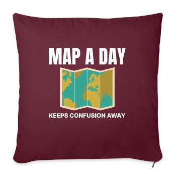 Carte du monde SIG Cartographie Terre Géographie - Housse de coussin décorative 45 x 45 cm - bordeaux - Devant
