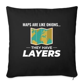Map Layers GIS Cartography Geographic Data - Sofa pillowcase 17,3'' x 17,3'' (45 x 45 cm) - black - Front