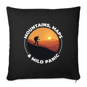 Hiking Mountain Sunset Adventure Outdoor Explore - Sofa pillowcase 17,3'' x 17,3'' (45 x 45 cm) - black - Front