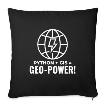 Python SIG Géo-Puissance Programmation Géospatial - Housse de coussin décorative 45 x 45 cm - noir - Devant