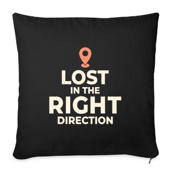 Lost Right Direction Travel Navigation Funny - Sofa pillowcase 17,3'' x 17,3'' (45 x 45 cm) - black - Front
