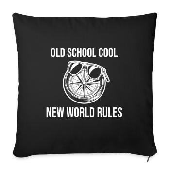 Boussole de règles du nouveau monde cool de la vieille école - Housse de coussin décorative 45 x 45 cm - noir - Devant