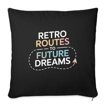 Retro Routes Future Dreams Boussole Carte - Housse de coussin décorative 45 x 45 cm - noir - Devant