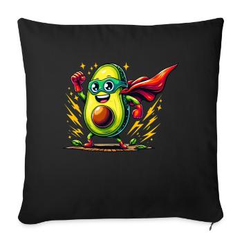 Avocado-Rächer mit Power-Punch - Sofakissenbezug 45 x 45 cm - Schwarz - Vorne