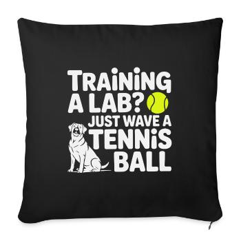 Labrador entraînement balle de tennis drôle chien design - Housse de coussin décorative 45 x 45 cm - noir - Devant