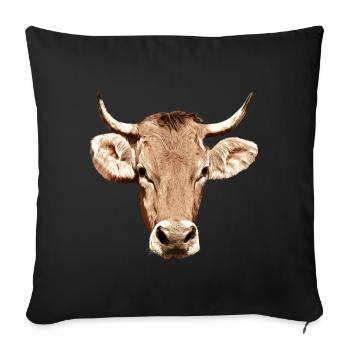 Cow head farm animal farmer farmer cattle cattle - Sofa pillowcase 17,3'' x 17,3'' (45 x 45 cm) - black - Front