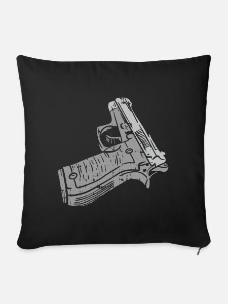 Pistole Knarre Waffe Handwaffe - Sofakissenbezug 45 x 45 cm - Schwarz