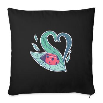 Niedlicher Marienkäfer auf Blatt - Sofakissenbezug 45 x 45 cm - Schwarz - Vorne