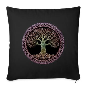 Yggdrasil, arbre de vie, symbole celtique - Housse de coussin décorative 45 x 45 cm - noir - Devant