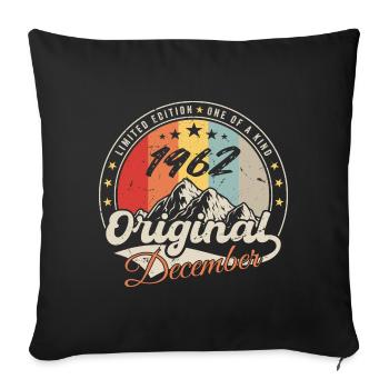 Vintage Cadeau D'anniversaire - Décembre 1962 - Housse de coussin décorative 45 x 45 cm - noir - Devant