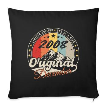 Vintage Cadeau D'anniversaire - Décembre 2008 - Housse de coussin décorative 45 x 45 cm - noir - Devant