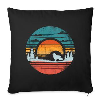 Berger australien Vintage coucher de soleil - Housse de coussin décorative 45 x 45 cm - noir - Devant