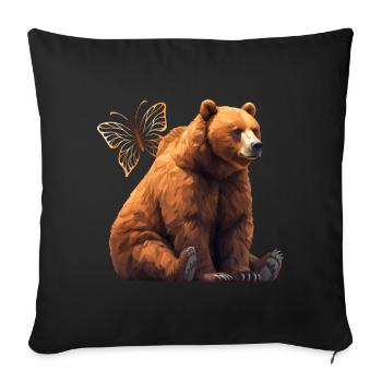 Grizzly bear - Sofa pillowcase 17,3'' x 17,3'' (45 x 45 cm) - black - Front