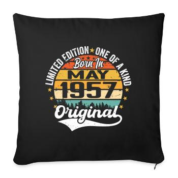 Cadeau d’anniversaire mai 1957 né en mai 1957 - Housse de coussin décorative 45 x 45 cm - noir - Devant