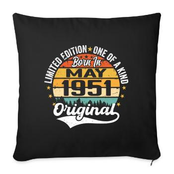 Mai 1951 Geburtstagsgeschenk geboren im Mai 1951 - Sofakissenbezug 45 x 45 cm - Schwarz - Vorne