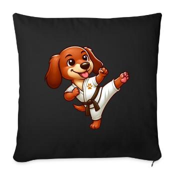 Teckel Karaté Arts martiaux High Kick Arts martiaux - Housse de coussin décorative 45 x 45 cm - noir - Devant
