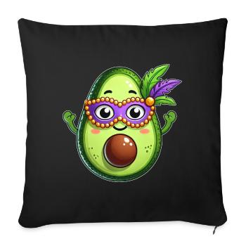 Mardi Gras Avocat Légumes Végétaliens Dessin animé - Housse de coussin décorative 45 x 45 cm - noir - Devant