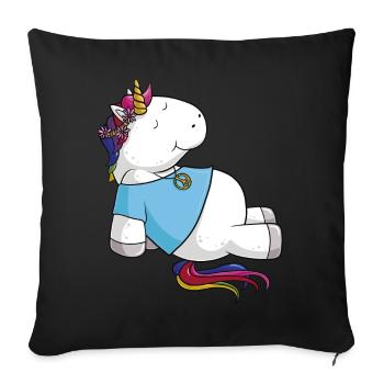 Hippie Unicorn cartoon - Sofa pillowcase 17,3'' x 17,3'' (45 x 45 cm) - black - Front