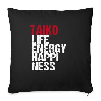 Taiko Life Energy Happiness White Red - Sofa pillowcase 17,3'' x 17,3'' (45 x 45 cm) - black - Front