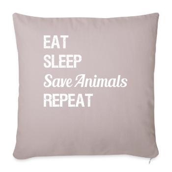 Eat Sleep Save Animals Repeat Go Vegan - Sofakissenbezug 45 x 45 cm - helles Taupe - Vorne