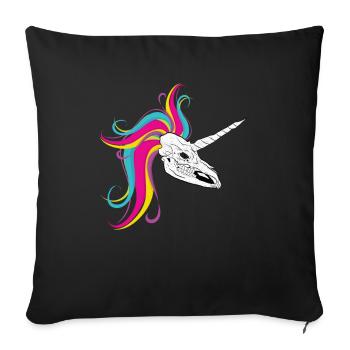 Einhorn - Licorne - Unicorn Schädel Skull - Sofakissenbezug 45 x 45 cm - Schwarz - Vorne