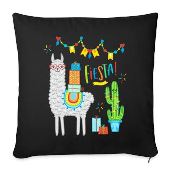 Llama Fiesta Comic Alpaga cadeau anniversaire - Housse de coussin décorative 45 x 45 cm - noir - Devant