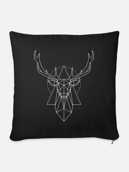 Polygon Hirsch weiss - Sofakissenbezug 45 x 45 cm - Schwarz