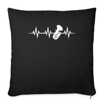 Tuba music brass instruments heartbeat - Sofa pillowcase 17,3'' x 17,3'' (45 x 45 cm) - black - Front