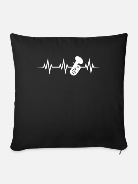 Tuba Musik Blechblasinstrumente Herzschlag - Sofakissenbezug 45 x 45 cm - Schwarz