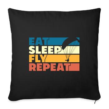 Eat Sleep Fly Repeat Retro Style - Sofakissenbezug 45 x 45 cm - Schwarz - Vorne
