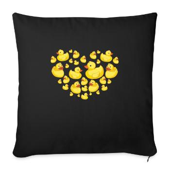 Rubber Ducks Heart Cute Kids Family Duckling Ducklings - Sofa pillowcase 17,3'' x 17,3'' (45 x 45 cm) - black - Front