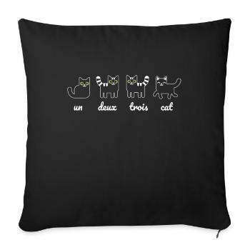 Un Deux Trois Chat Chat Drôle Animal Français - Housse de coussin décorative 45 x 45 cm - noir - Devant