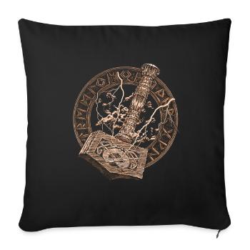Viking Thor Hammer with clouds and lightning gift - Sofa pillowcase 17,3'' x 17,3'' (45 x 45 cm) - black - Front
