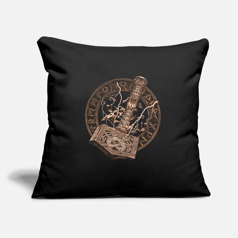 Viking Thor Hammer avec nuages et cadeau éclair Housse de coussin décorative 45 x 45 cm