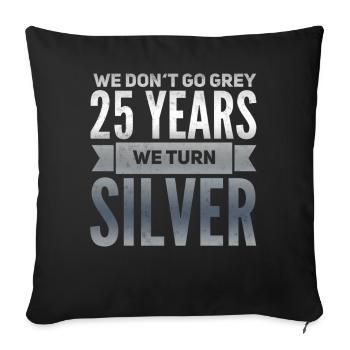 Mariage en argent Mariage en argent Cadeau de 25 ans - Housse de coussin décorative 45 x 45 cm - noir - Devant