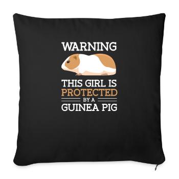 Girl is protected by a guinea pig - Sofa pillowcase 17,3'' x 17,3'' (45 x 45 cm) - black - Front