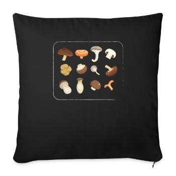 Mushrooms Collect mushroom chanterelle gift - Sofa pillowcase 17,3'' x 17,3'' (45 x 45 cm) - black - Front
