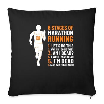 6 étapes de marathon course à pied - Housse de coussin décorative 45 x 45 cm - noir - Devant
