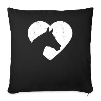 Pferdekopf Silhouette Seitlich Herz Geschenk - Sofakissenbezug 45 x 45 cm - Schwarz - Vorne
