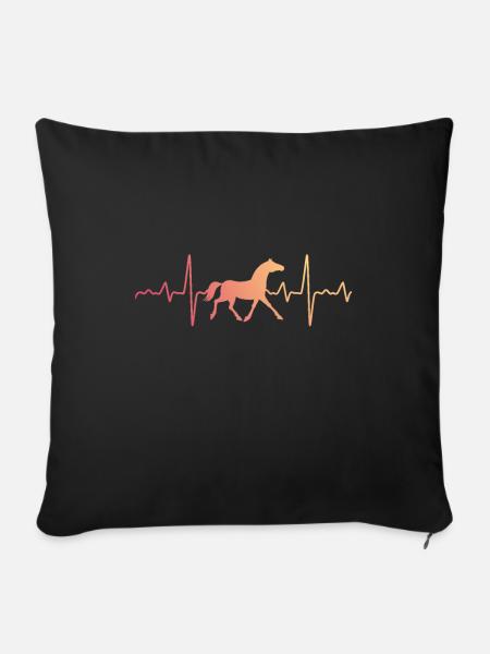 Pferd Herz EKG Herzschlag - Sofakissenbezug 45 x 45 cm - Schwarz