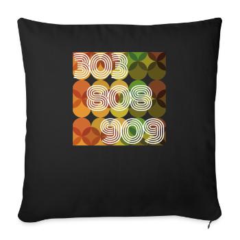 303 808 909 T-shirt Retro Synthé Analogique Cadeau - Housse de coussin décorative 45 x 45 cm - noir - Devant